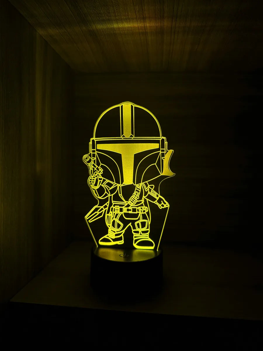 Lámpara De Noche Led The Mandalorian Decoración Regalo Negra
