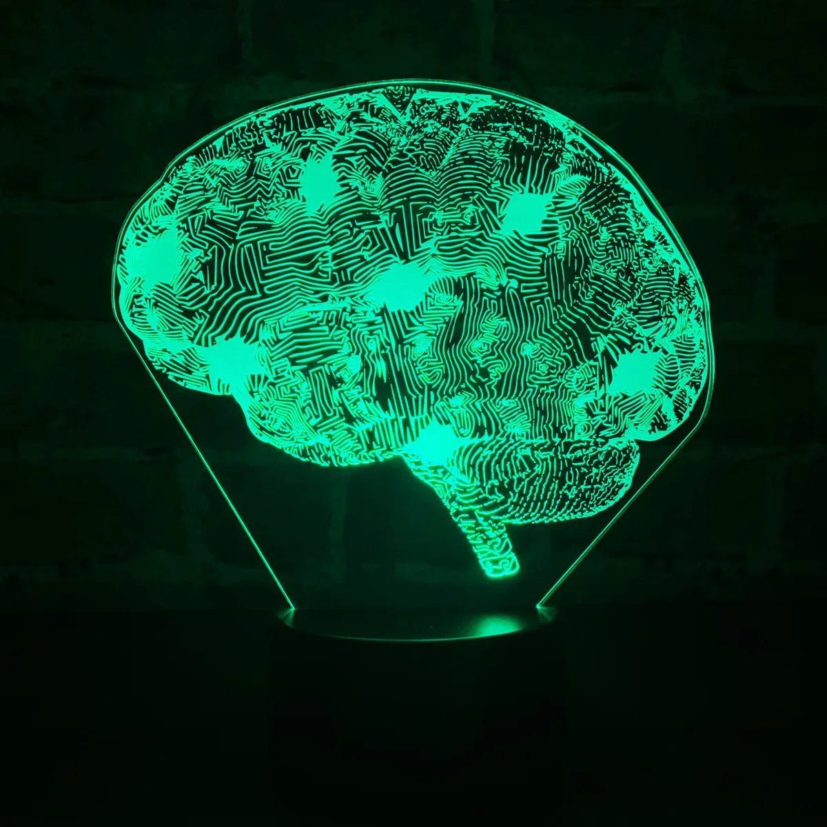 Lámpara De Noche Led Cerebro Holograma Regalo Decoración Negra