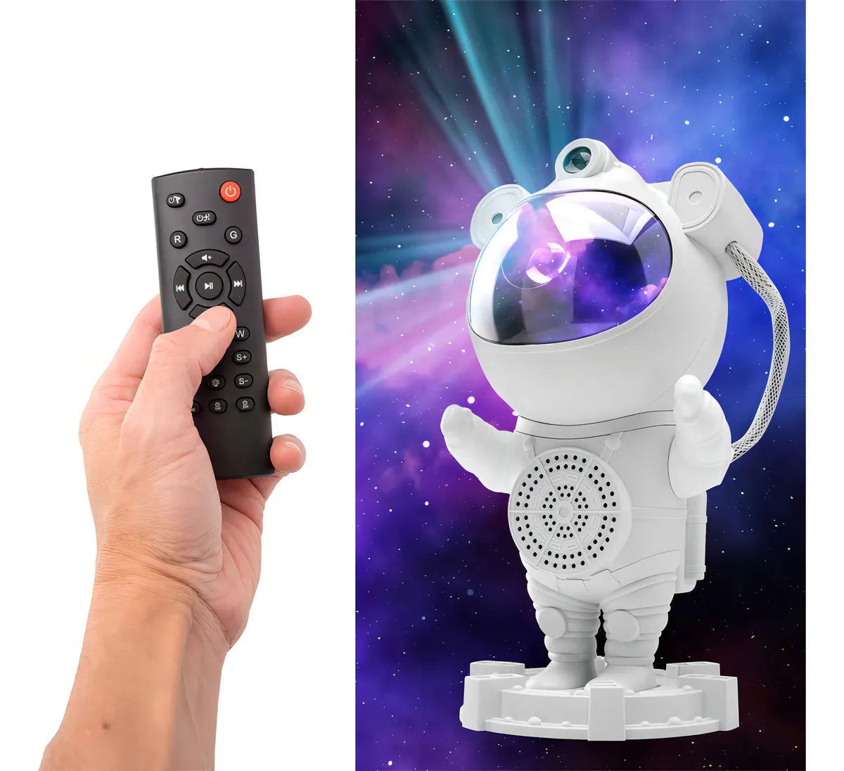 Lámpara Astronauta Proyector 360 De Estrellas Con Altavoz Bluetooth, Luz LED Multicolor Giratoria, Ideal Para Decoración De Cuartos, Regalo Original Para Niños Y Adultos.