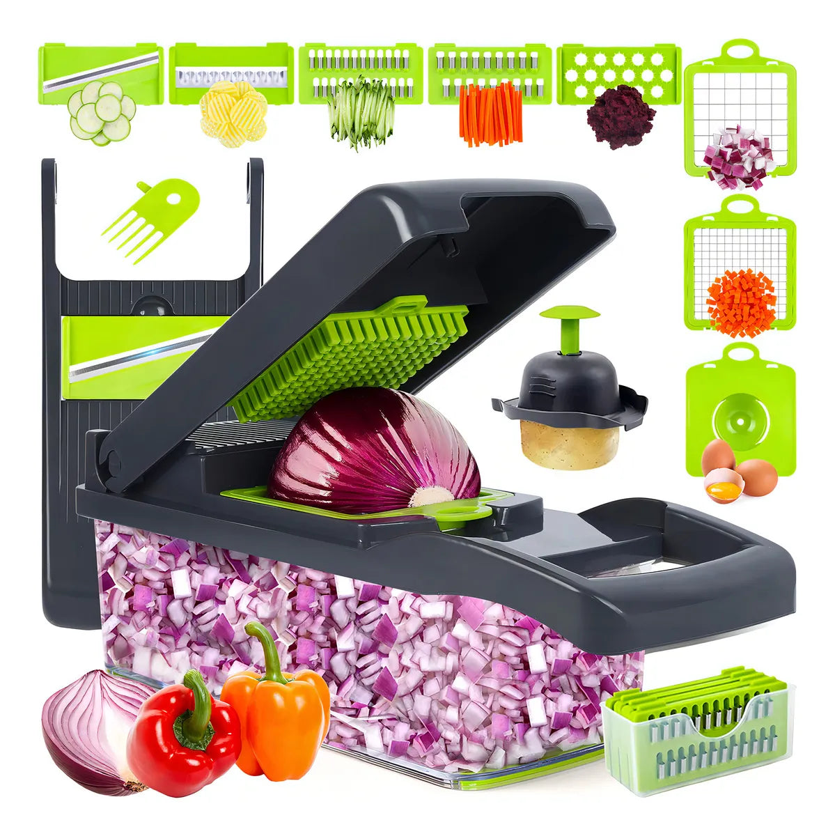 Picador De Verduras 10 En 1 Cortador De Cebolla Y Mandolina