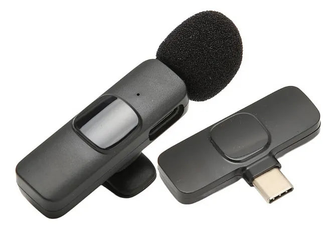 Micrófono Lavalier Inalámbrico Reducción De Ruido Tipo C Color Negro