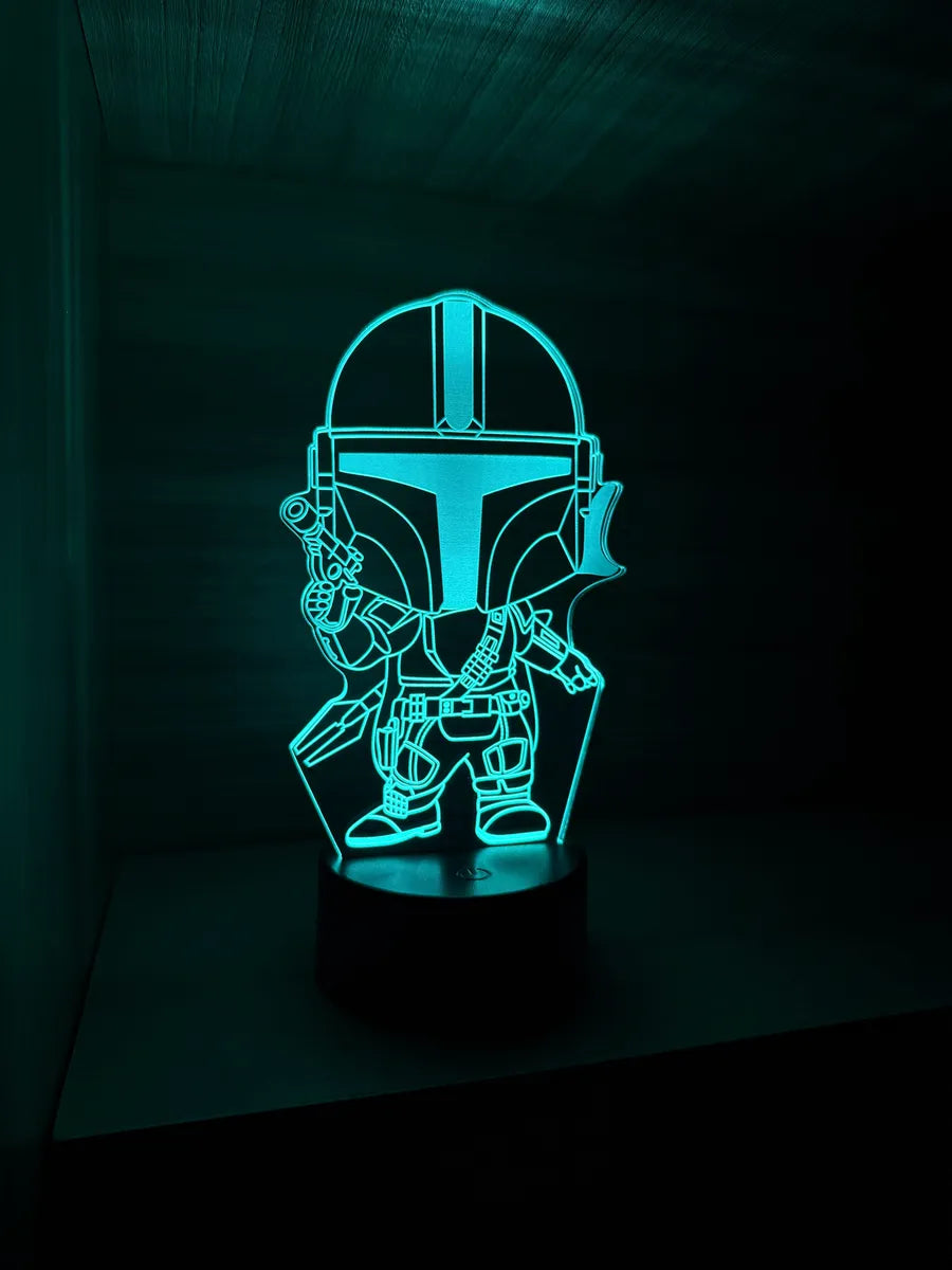 Lámpara De Noche Led The Mandalorian Decoración Regalo Negra