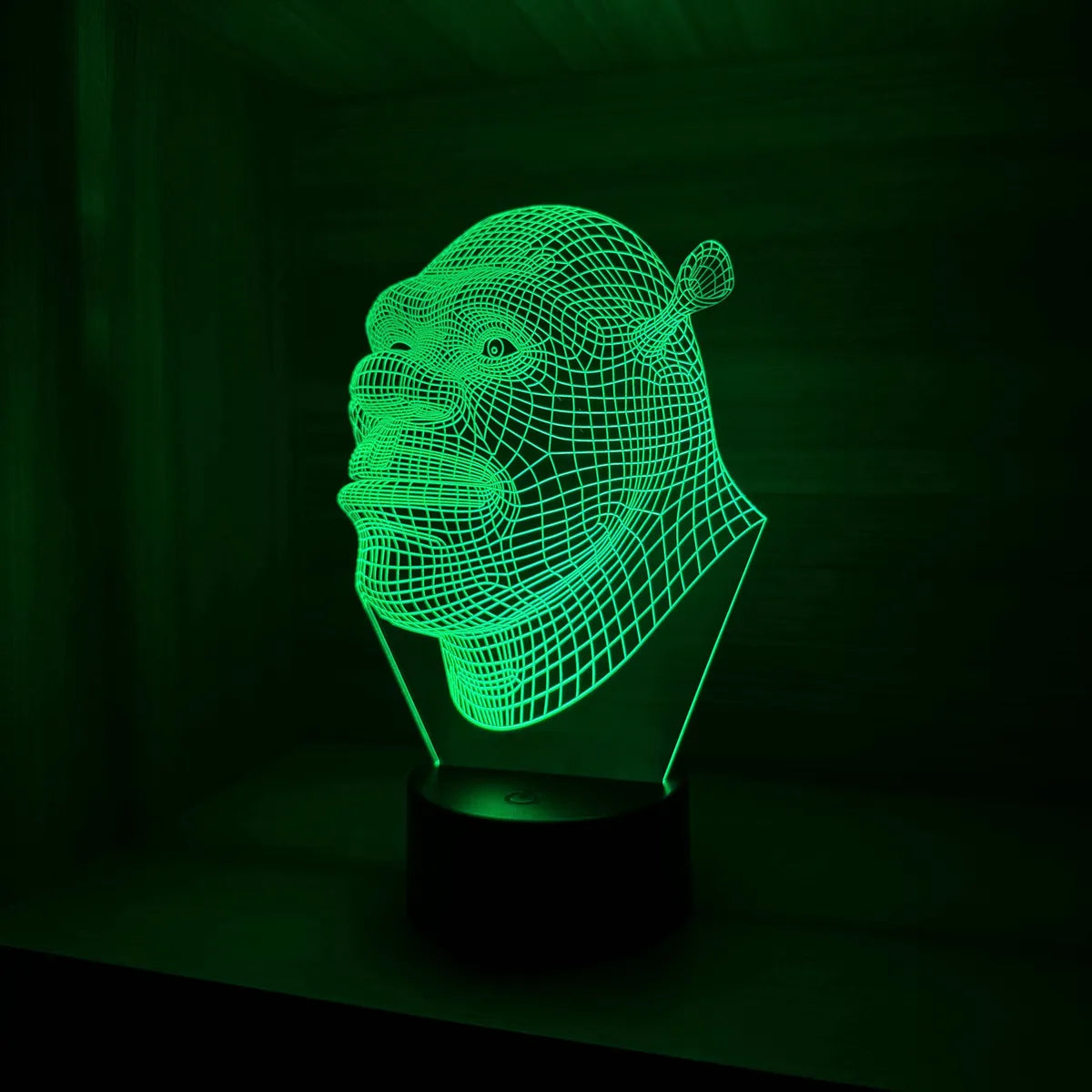 Lámpara De Noche 3d Led Shrek Holograma Regalo Decoración - Negra