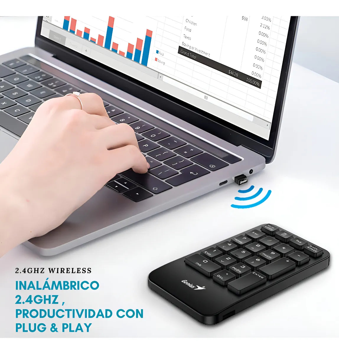 Teclado Numerico Inalambrico Para Pc O Notebook Genius 1000 Teclado Negro Idioma Español Latinoamérica