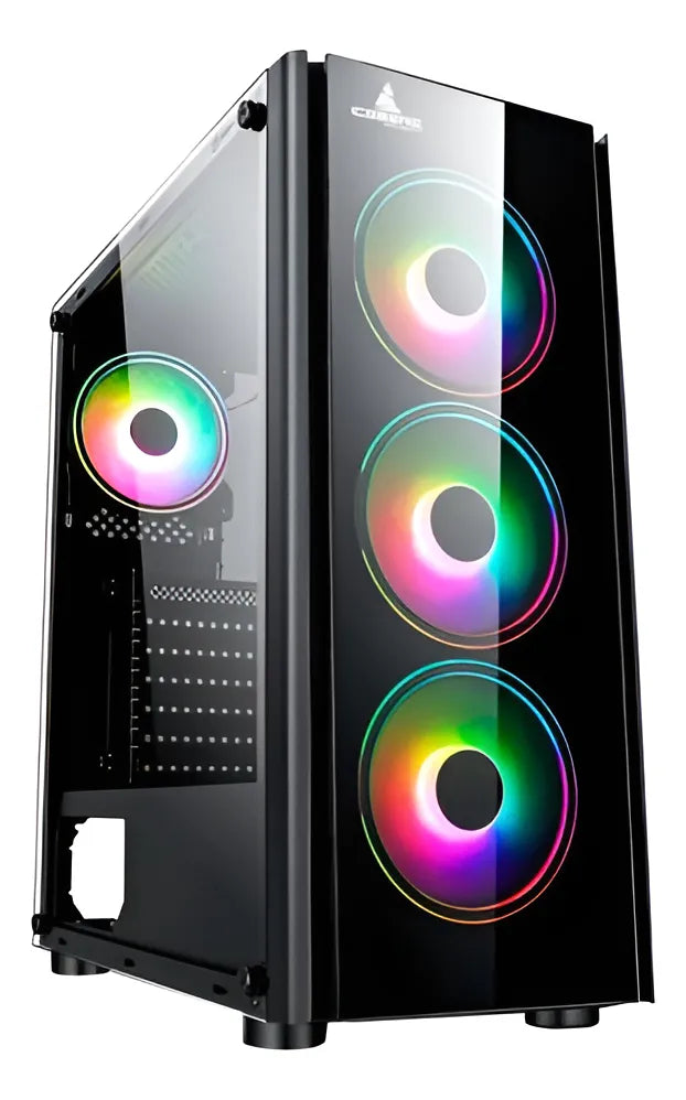 Chasis Gabinete Iceberg Crystal G9 Atx X4 Fans Incluidos Negro