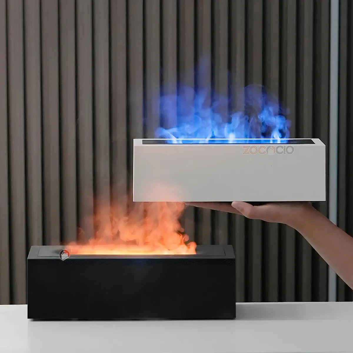 Difusor De Aroma De Llama Humidificador Chimenea Decorativa Color Negro