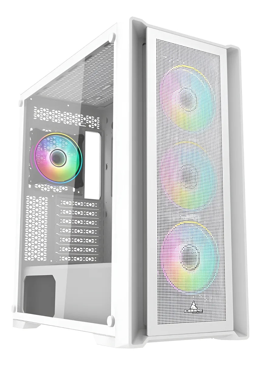 Chasis Caja Gamer Iceberg Titan M16 Blanca X4 Argb Fans Blanco
