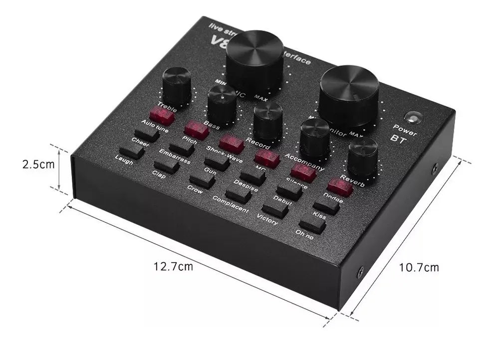 Interfaz Mezclador De Audio Externo Usb Tarjeta De Sonido V8