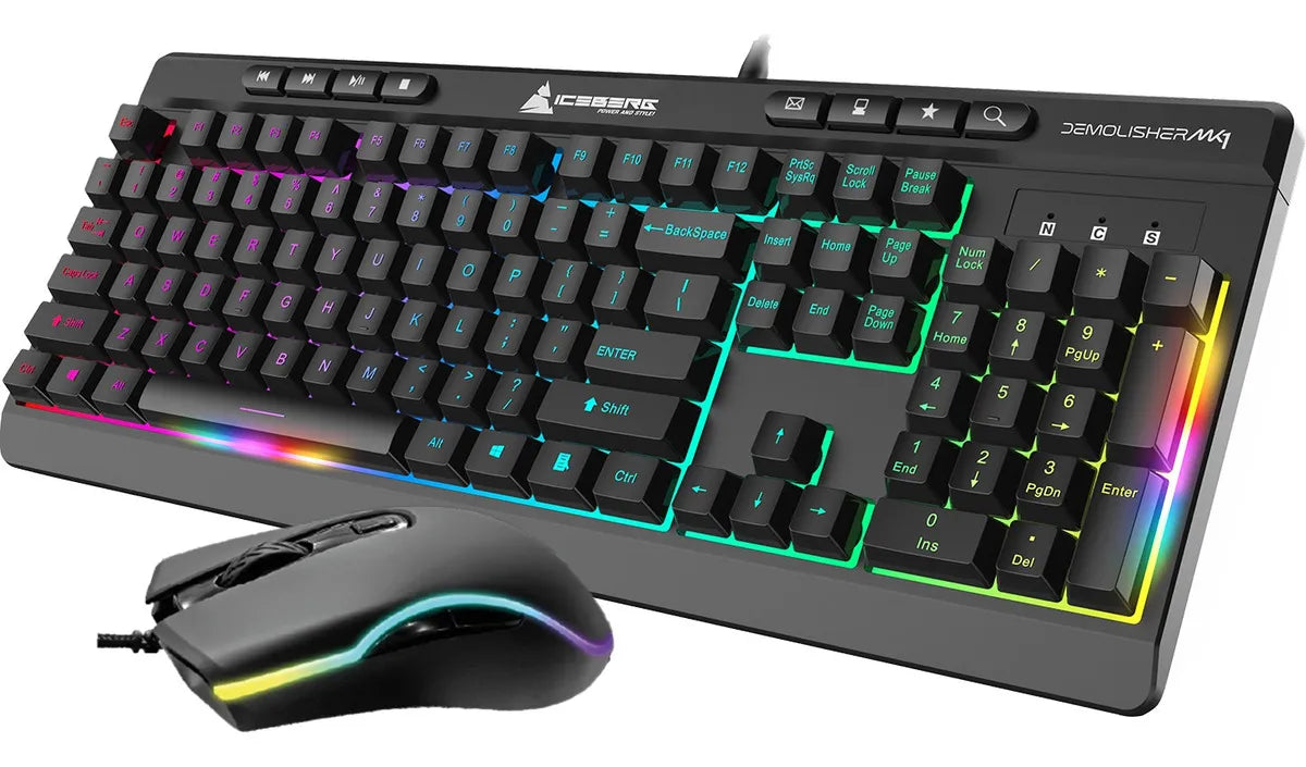 Combo Teclado Y Mouse Gamer Iceberg Demolisher Mk1 Rgb Mouse Negro Teclado Negro