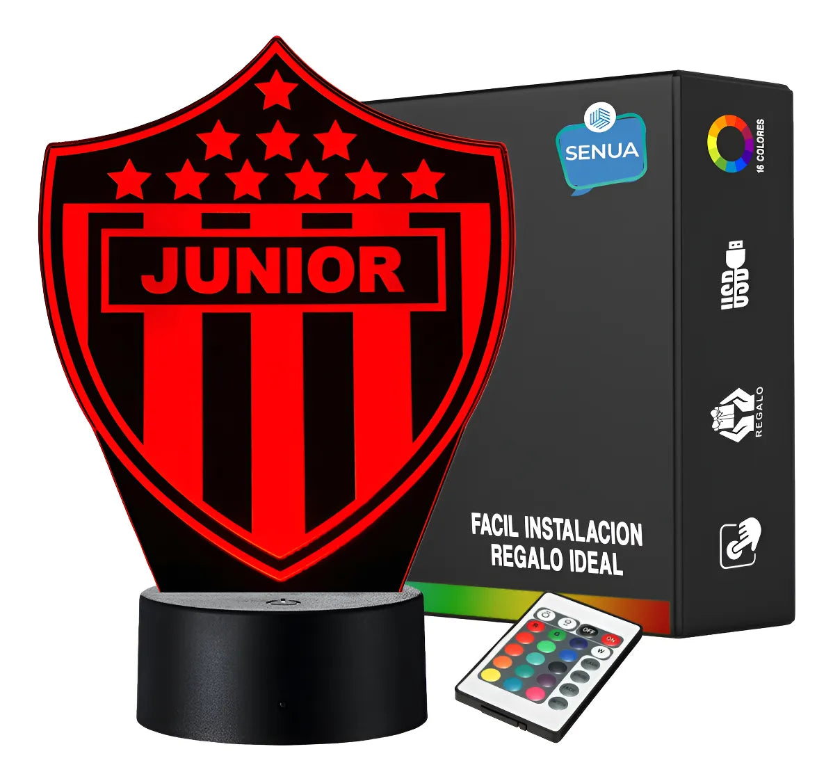 Lámpara De Noche Led Junior Holograma Decoración Regalo Negra