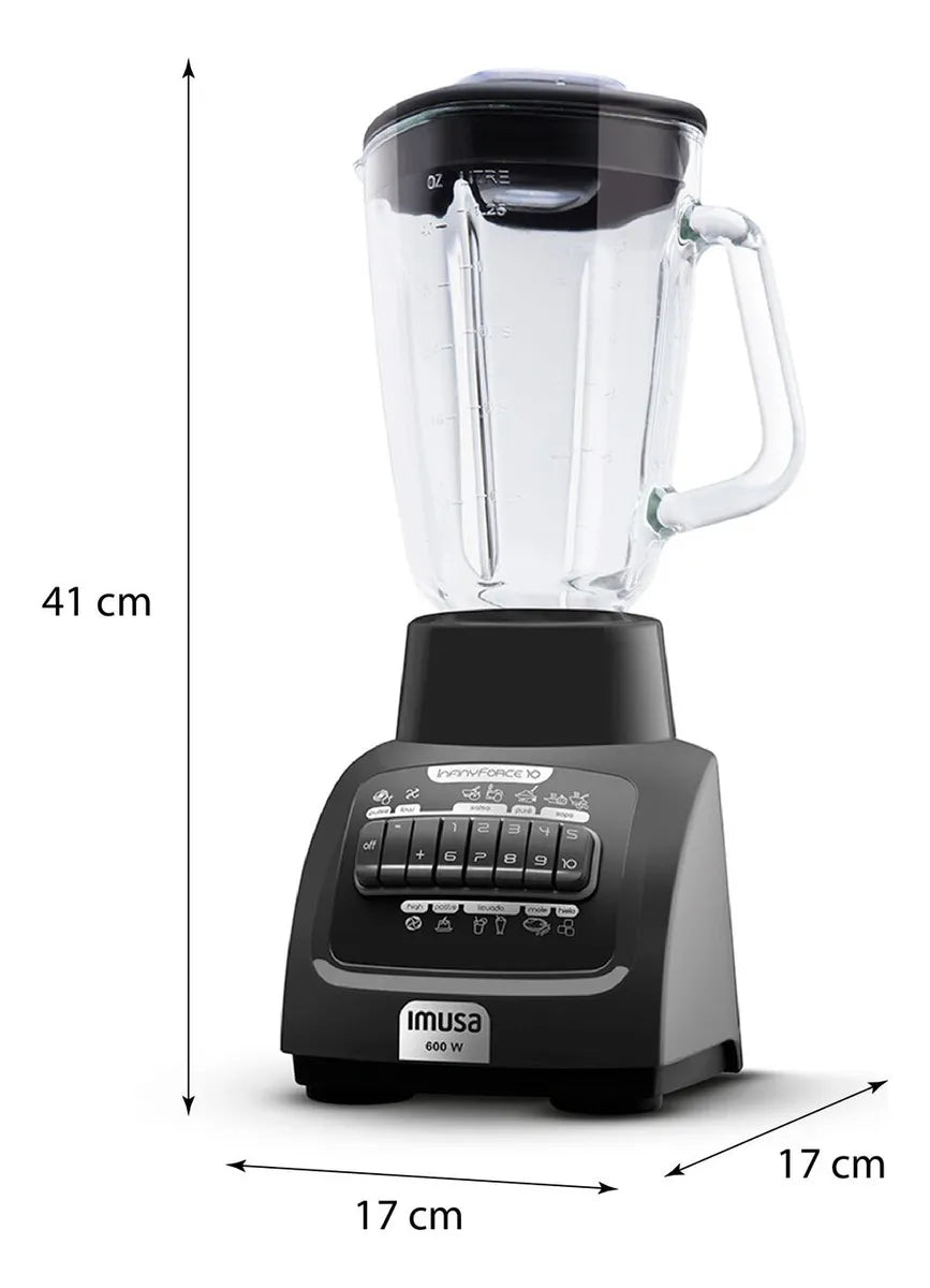 Licuadora Imusa Infiny Force 10, 1.75l, Vidrio, 600w Color Gris