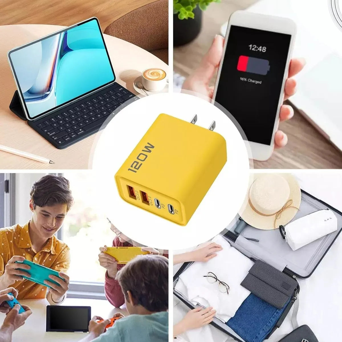 Cargador De Teléfono Celular De 120w Amarillo
