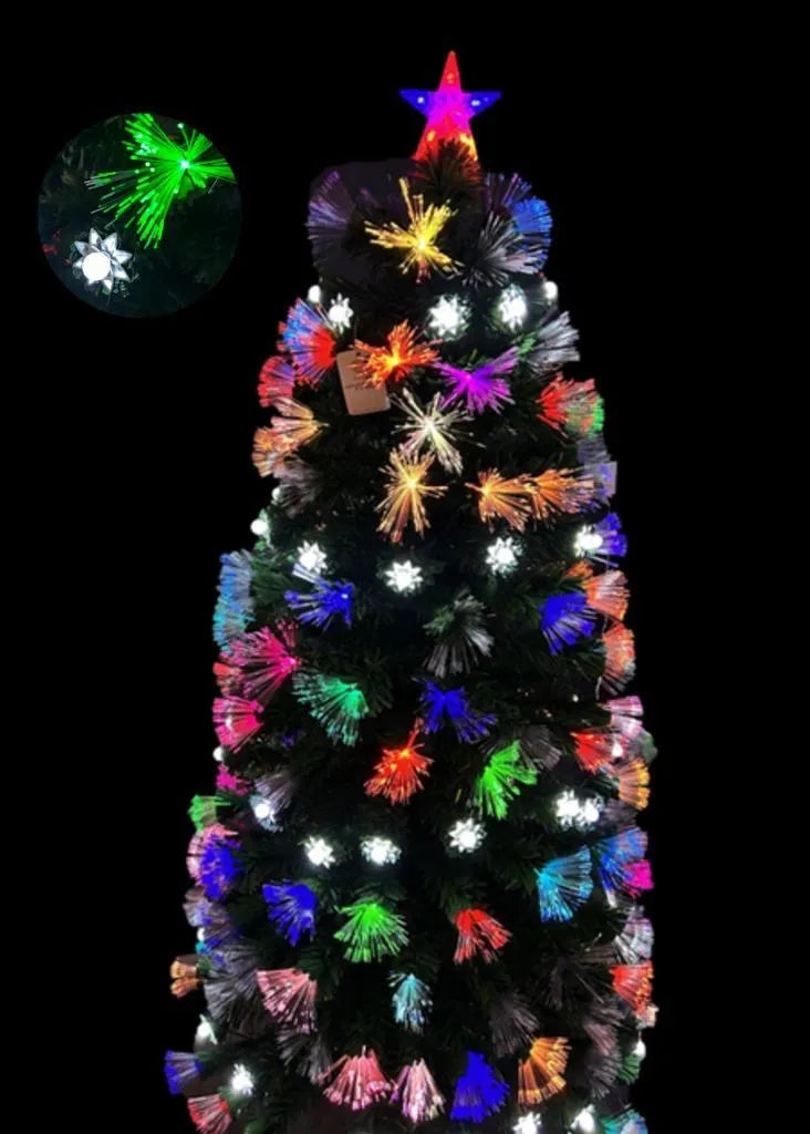 Arbol Fibra Optica 7 Colores Alta Densidad 210cm Verde Oscuro