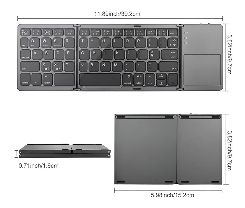 Mini teclado Bluetooth plegable ultrafino con panel táctil Genérica B033 Gris oscuro