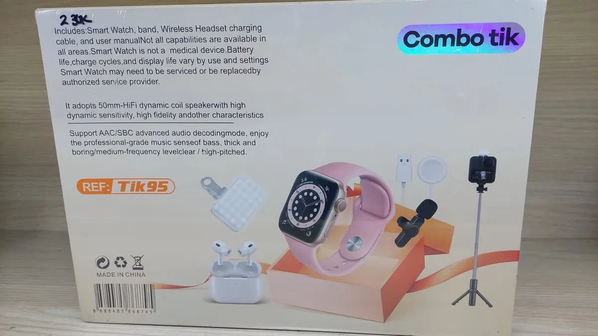 Reloj Smartwatch Combo Tiktok 7 En 1 Rosado Rosado Rosado Milanese