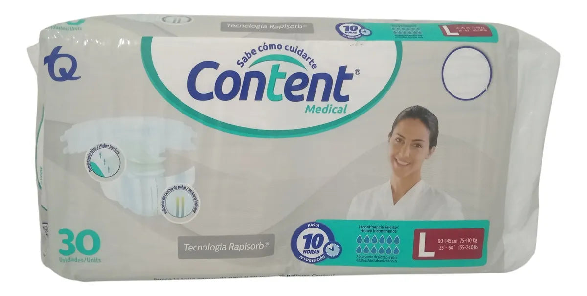 Pañales Content × 90 Und Talla L - Unidad a Talle Grande