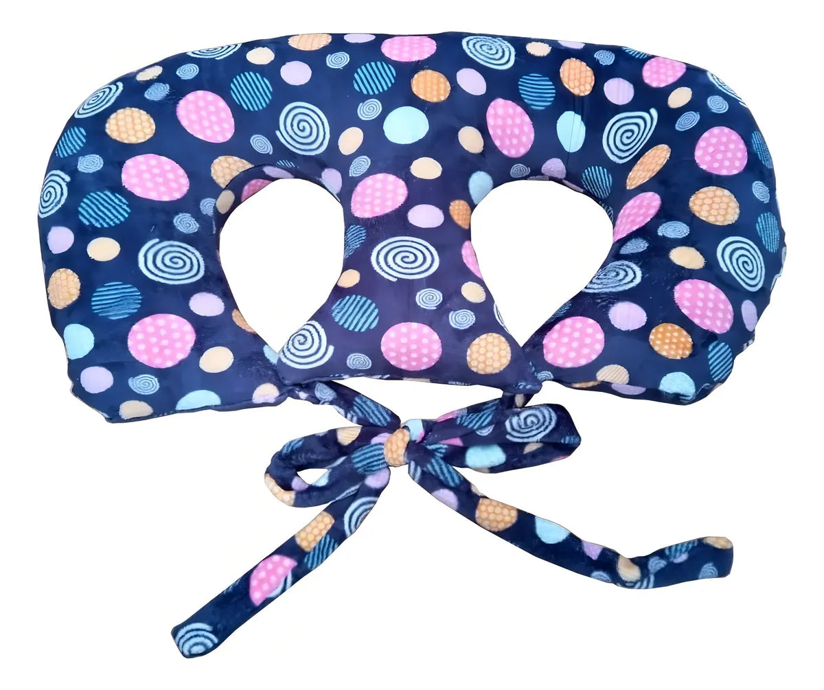 Cojín Gemelar De Lactancia Con Funda 100 Algodón Color Azul Circulo