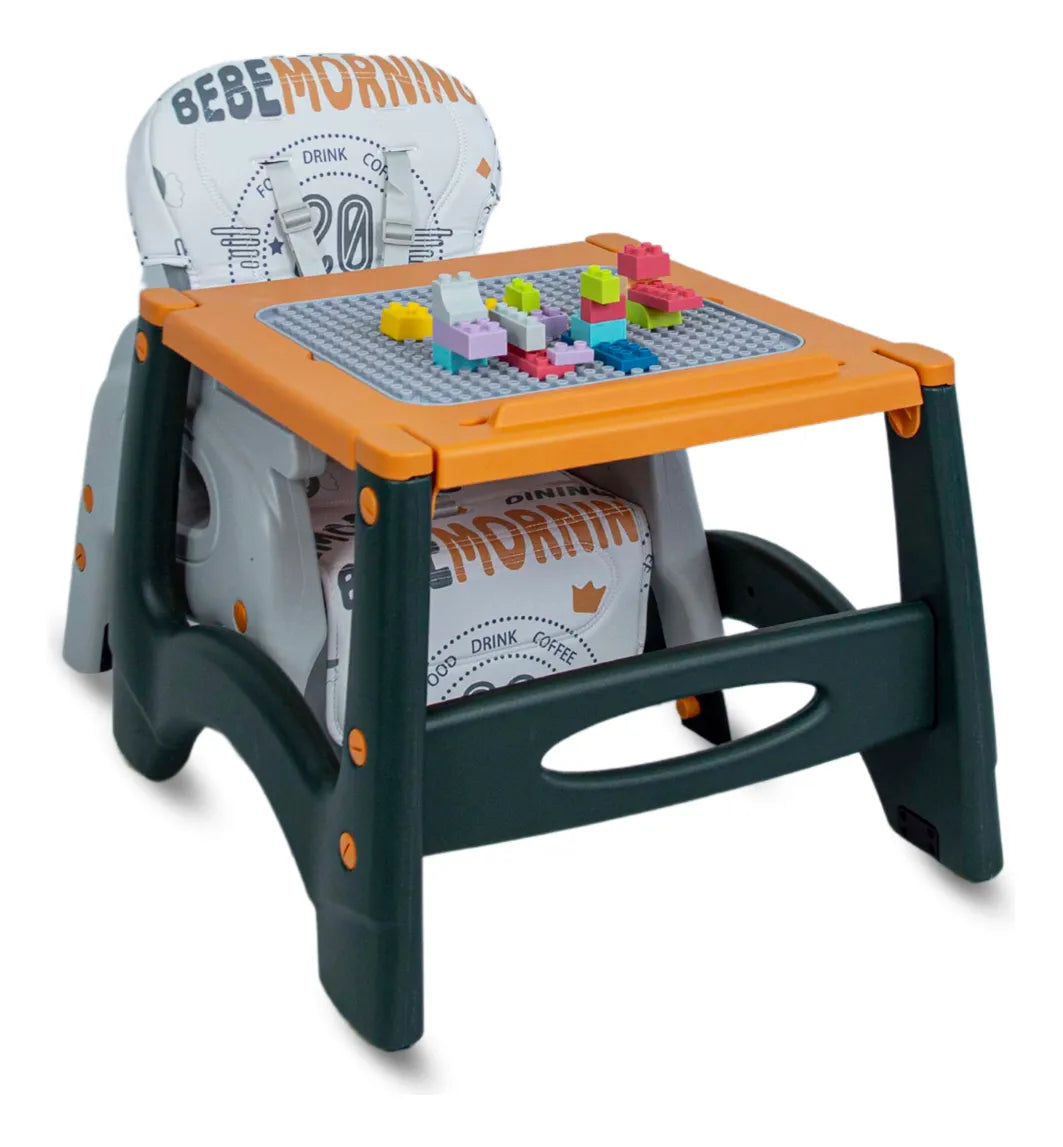 Silla Comedor Bebe 3 En 1 Comedor Escritorio Niños Color Blanco/Azul Niño