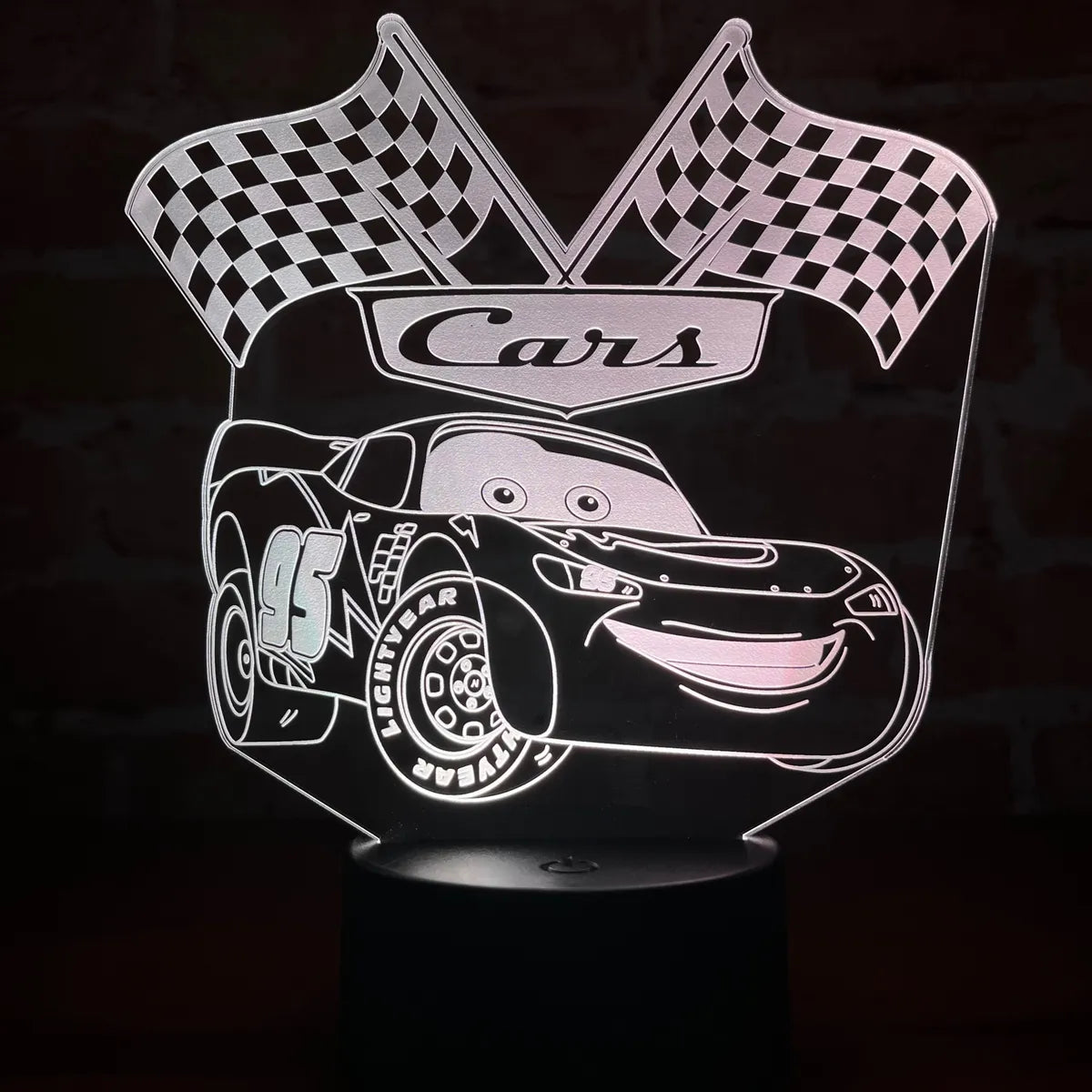 Lámpara De Noche Led Rayo Mcqueen Cars Regalo Decoración Negro