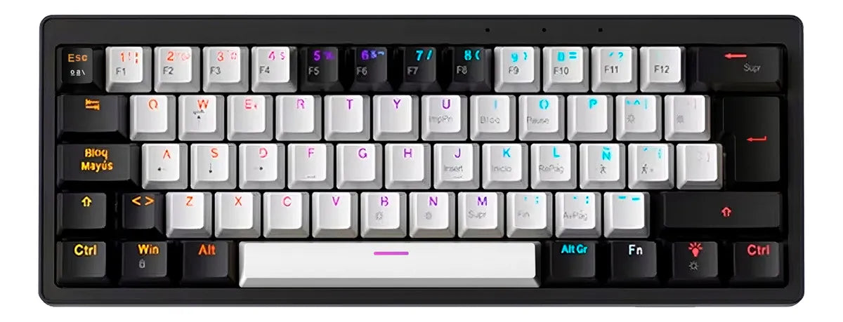 Teclado Gamer Mecánico Zifriend Ag61 Español Black Switches Retroiluminado Rainbow 62 Teclas 60% Compacto Interruptores Intercambiables En Caliente Hot Swap