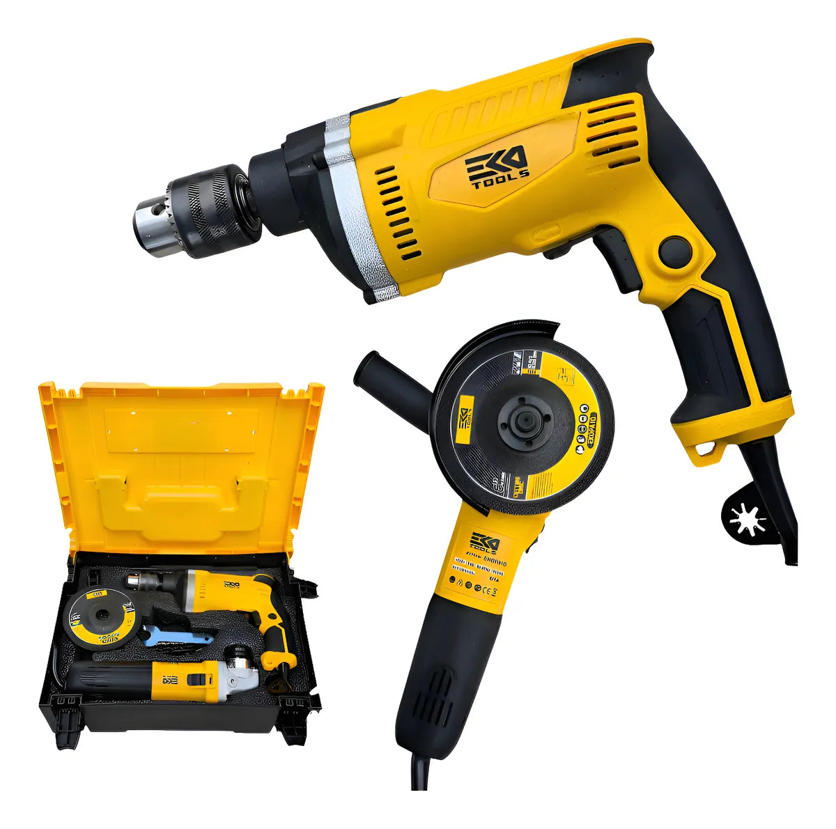 Kit Taladro Percutor 1/2 850w + Pulidora 5 1100w + Estuche Amarillo 50