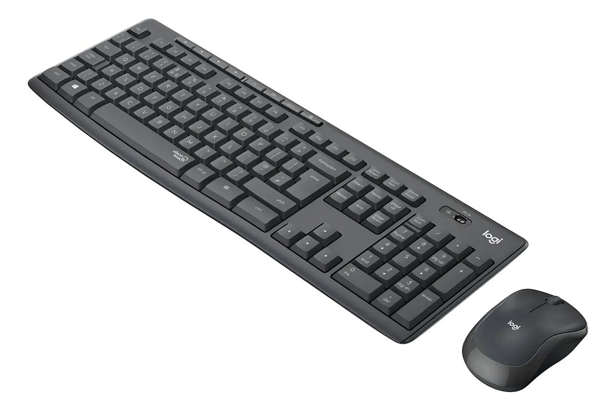 Kit de teclado y mouse inalámbrico Logitech MK295 Español Latinoamérica de color negro
