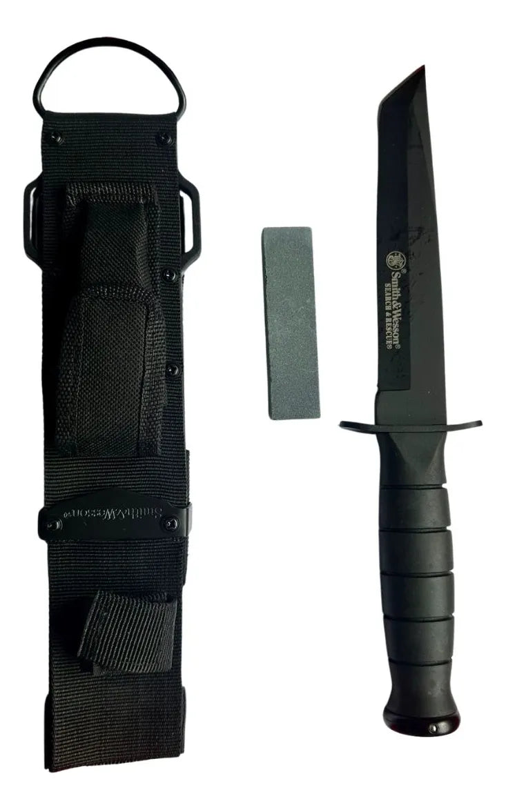 Cuchillo Smith & Wesson Rescate Acero Liso 15 Cm Negro