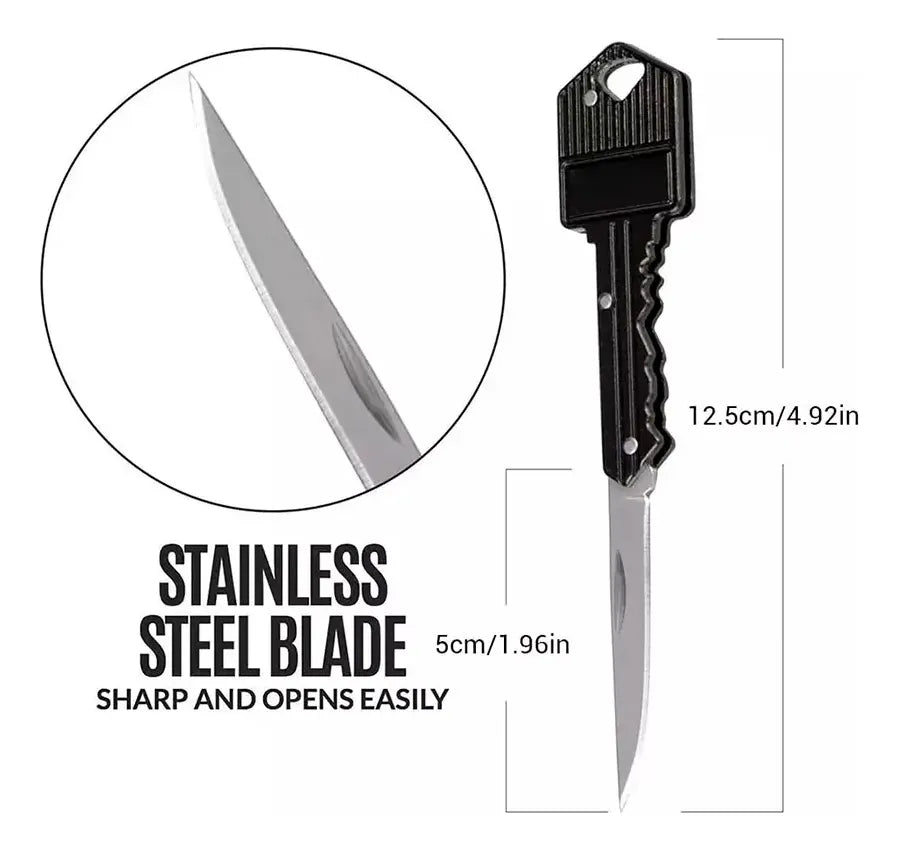 Cuchillo Supervivencia Navaja Táctica Camping Llave Llavero Negro