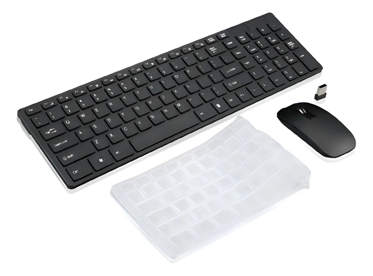 Combo Teclado Mouse Inalambrico Con Receptor 2.4g K-06 Kit Color Del Mouse Negro Color Del Teclado Negro