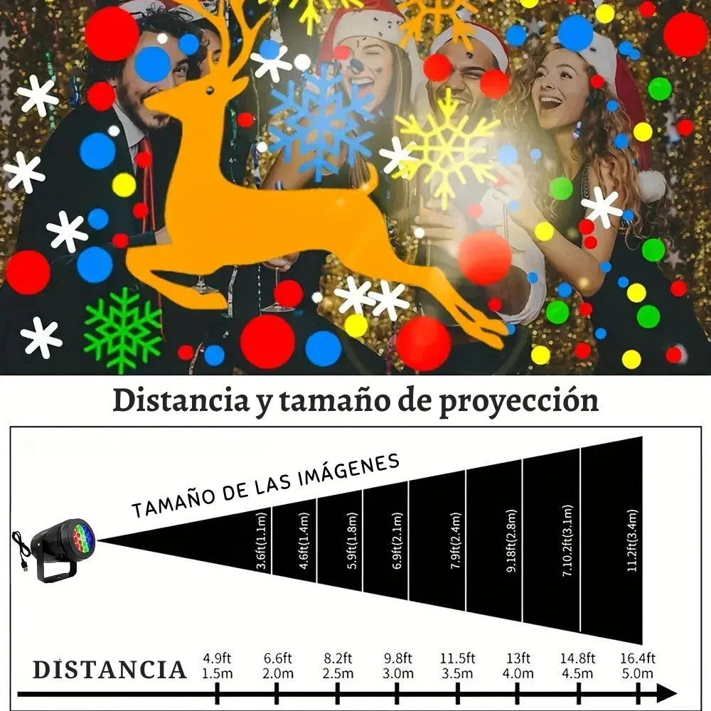 Proyector Led Navidad Figuras Interior Giratorio Multicolor