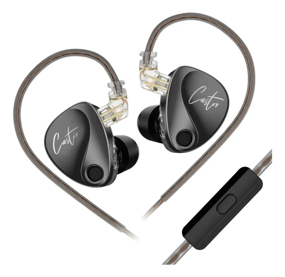 Auriculares Kz Castor 4 Drivers C/mic Dynamic Harmam con ecualizador de color negro