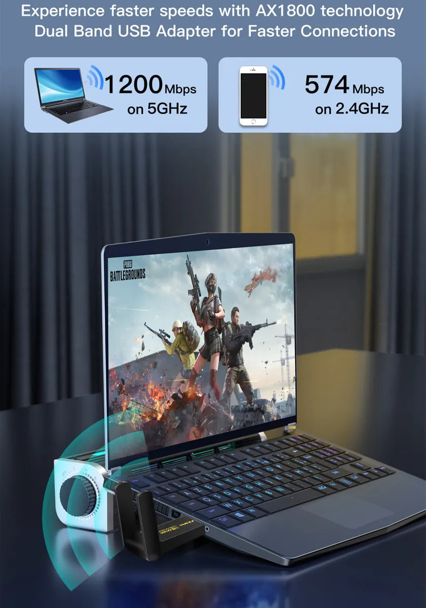 Adaptador Wifi 6 Fenvi Fu-ax1800 Doble Banda 2,4 Y 5ghz 1200