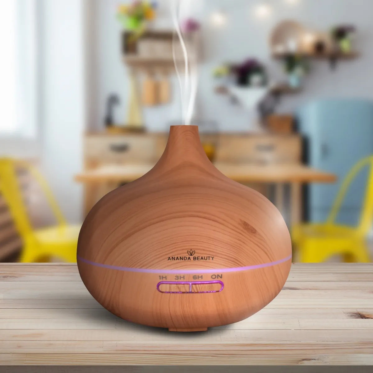 Difusor Aroma Humidificador Ananda Beauty Q-19 300ml Luz LED Marrón