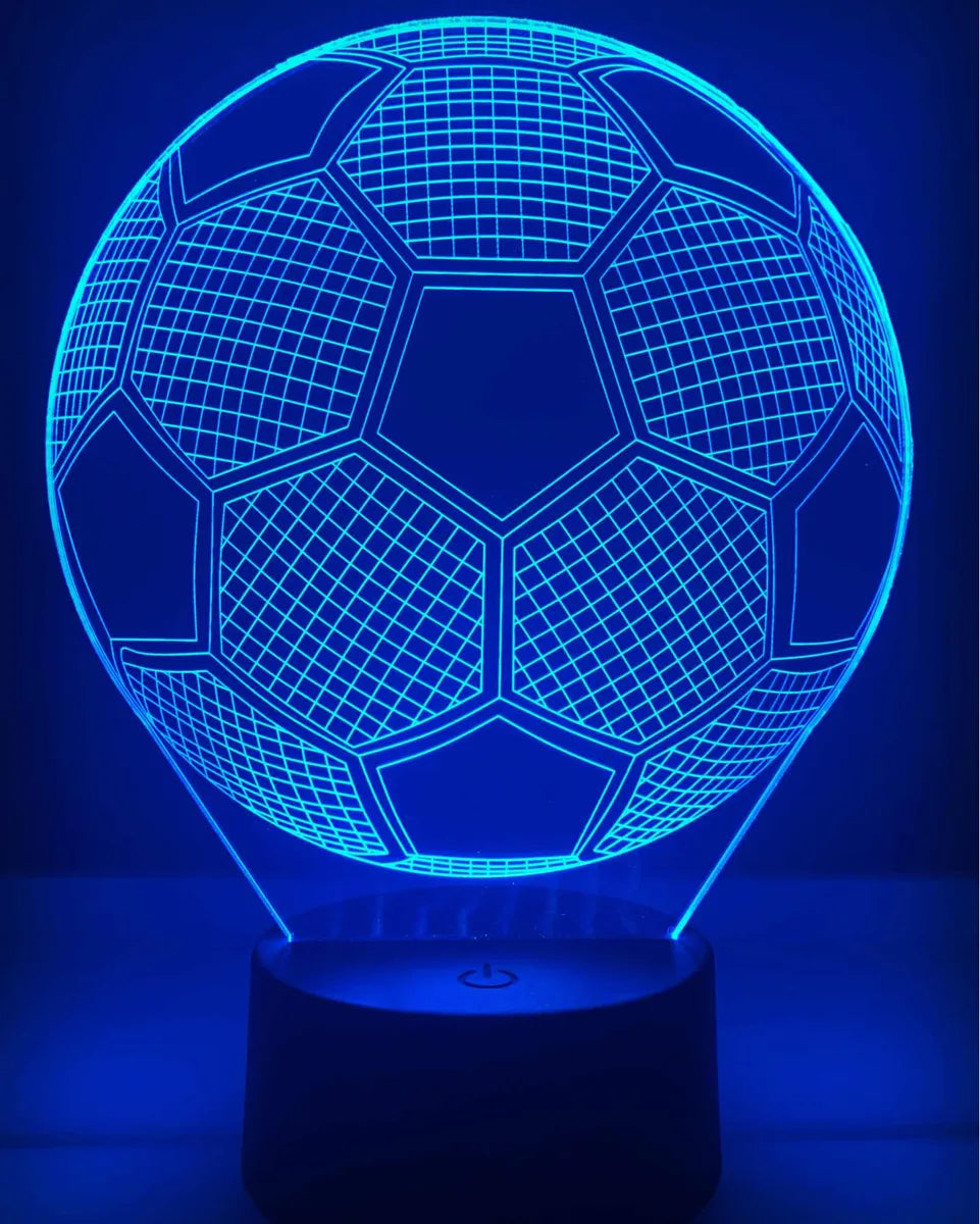 Lámpara De Noche 3d Led Balón Fútbol Regalo Holograma Negra