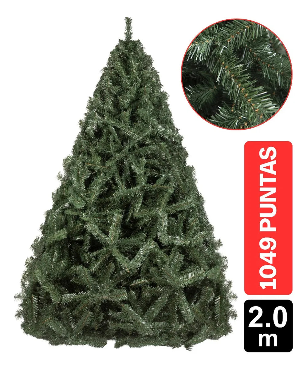 Arbol De Navidad Escoces 2.00m 1049 Puntas Gio Home Pino Navideño Look Natural Base Metalica Artificial Para Decoracion Con Bolas Adornos Extension Cintas Bombillos Botas Campanas Luces Estrella Noel