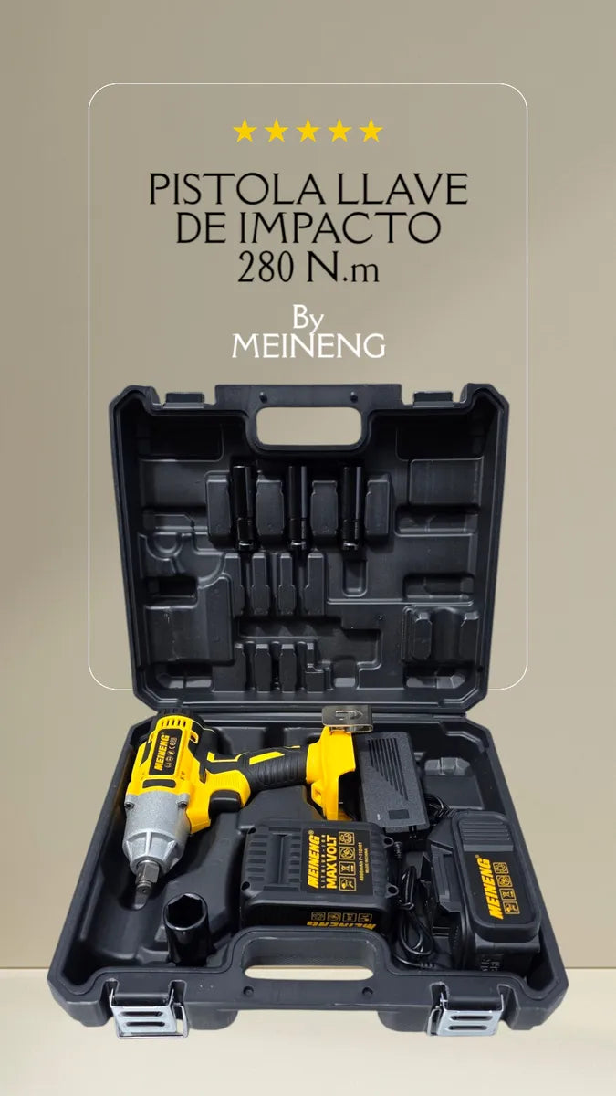 Pistola De Impacto Inalámbrica 1/2 Pulgadas. Meineng 3100rpm - Amarillo - 50hz/60hz