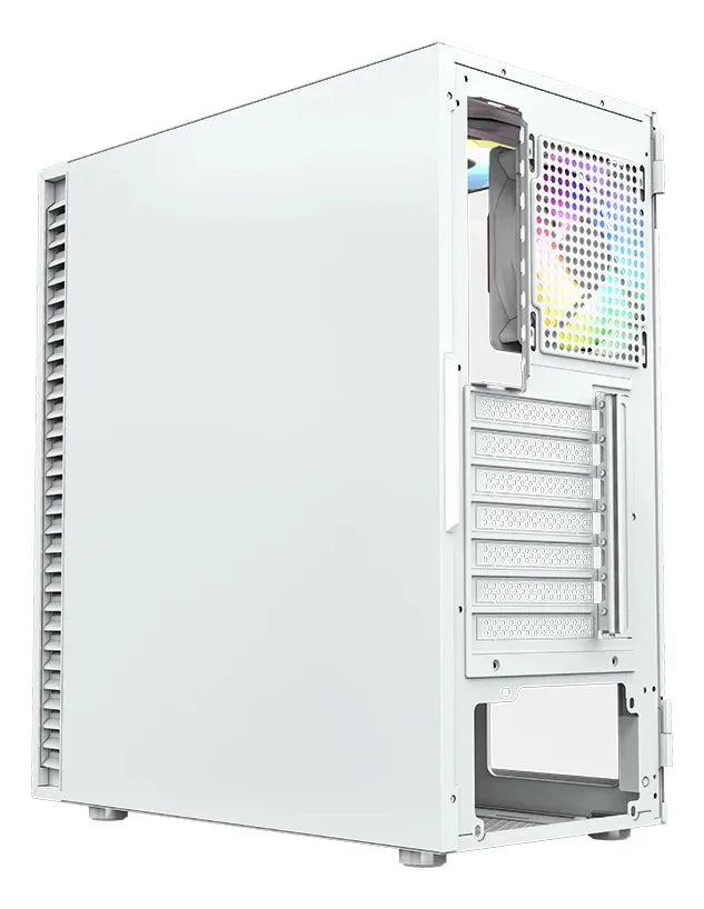 Chasis Gamer Xyz Airone 100 Glass Blanco X6 Fans Argb Vidrio