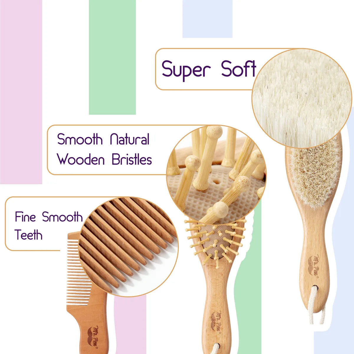 Juego De Cepillo Y Peine Para Bebes Suaves Y Naturales.