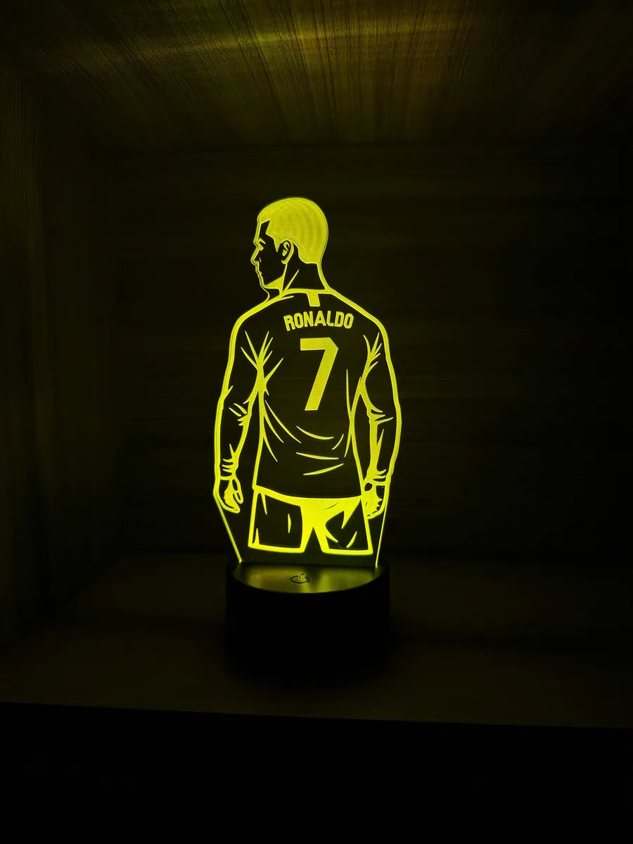 Lámpara De Noche Led Cristiano Ronaldo Cr7 Holograma Regalo - Negra