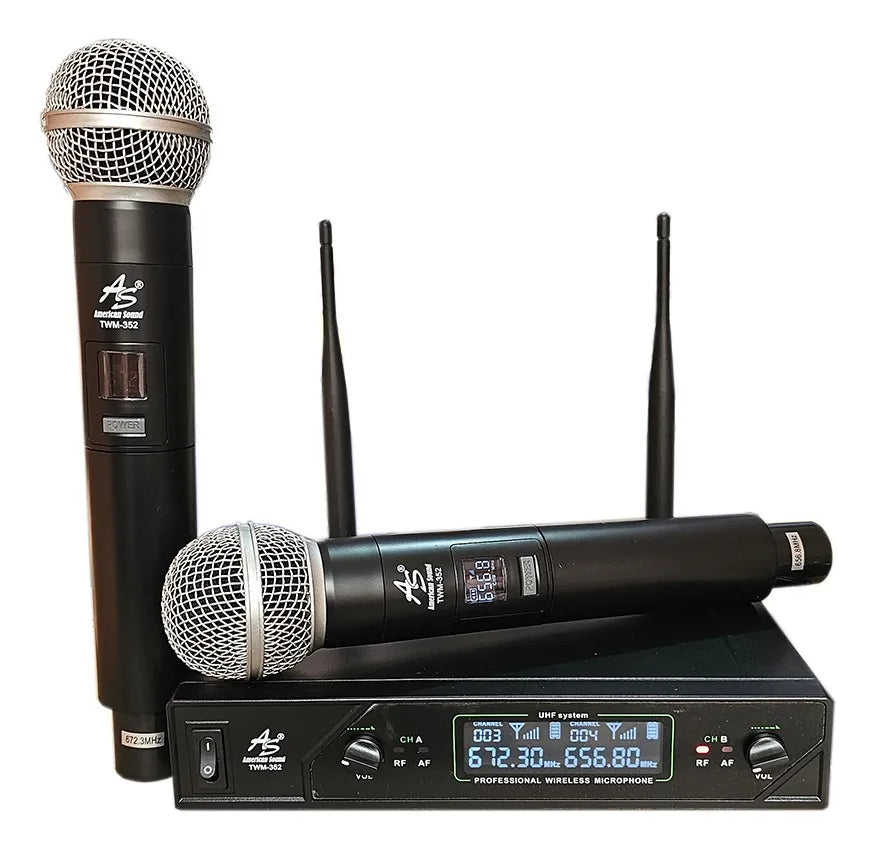 Micrófono Inalámbrico Doble Uhf Américan Sound Twm352 Color Negro