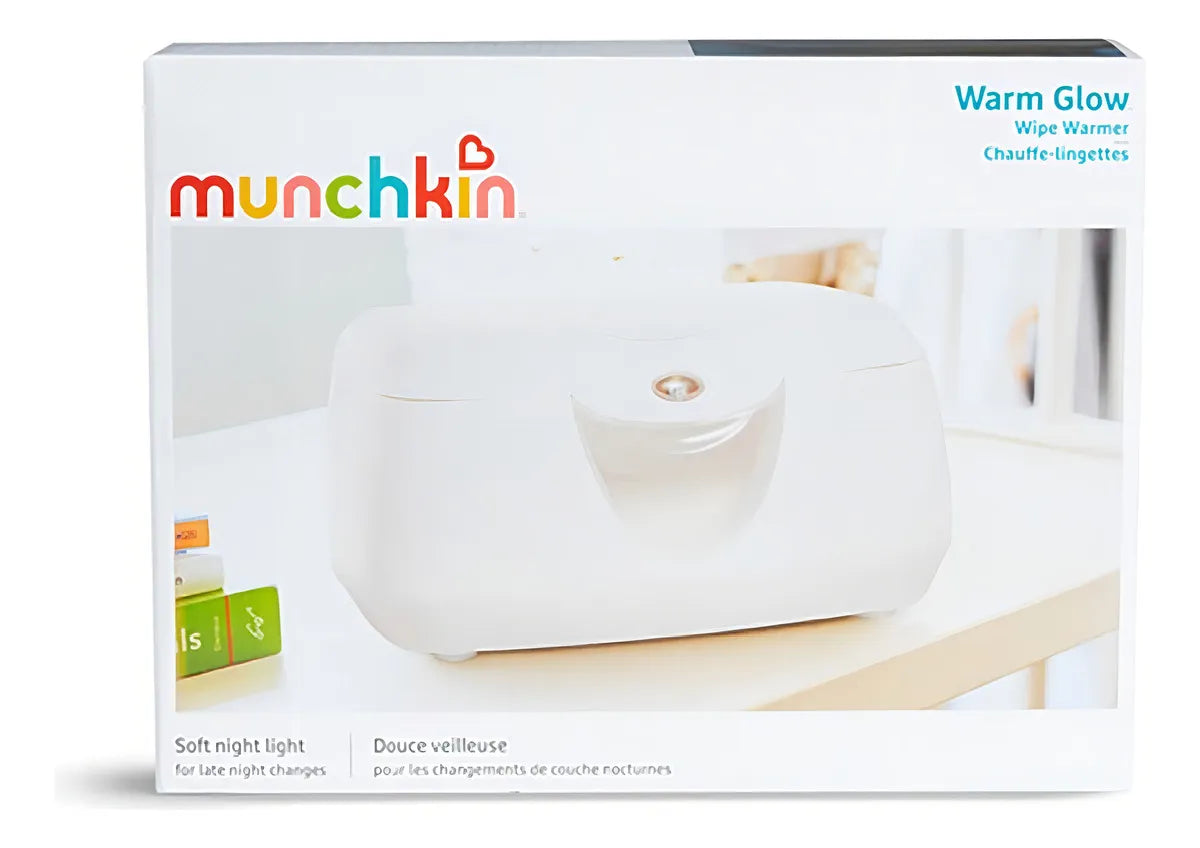 Munchkin Warm Glow Calentador de Toallitas Húmedas | Modelo 10049 | Luz nocturna con autoapagado 10 min | Capacidad 100 toallitas | Calentamiento arriba | Bajo voltaje | Ventana nivel | Libre de BPA