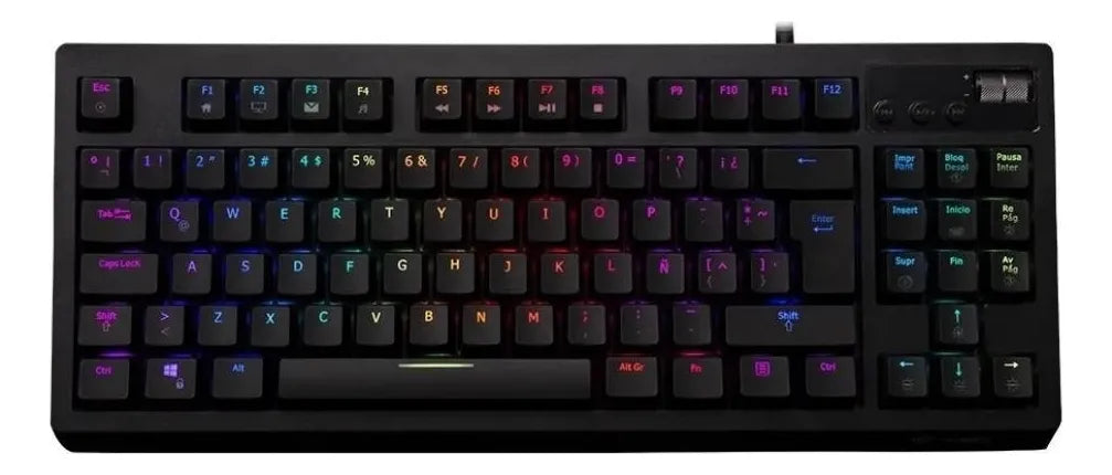 Teclado VSG QWERTY Outemu Blue español latinoamérica color negro con luz RGB
