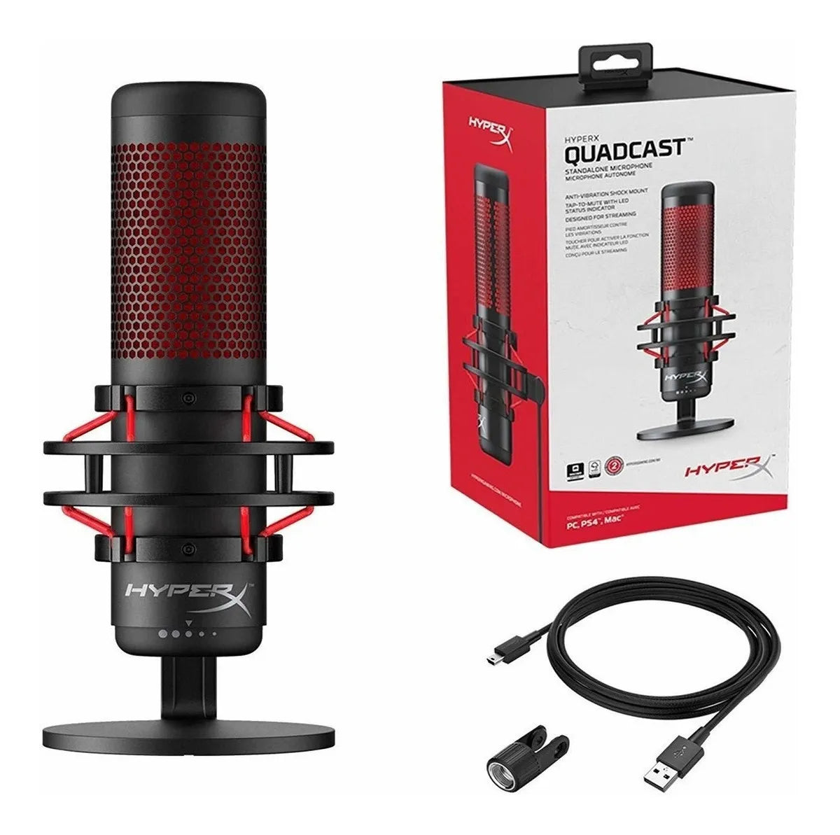 Micrófono HyperX Quadcast 4P5P6AA Condensador Bidireccional color negroS