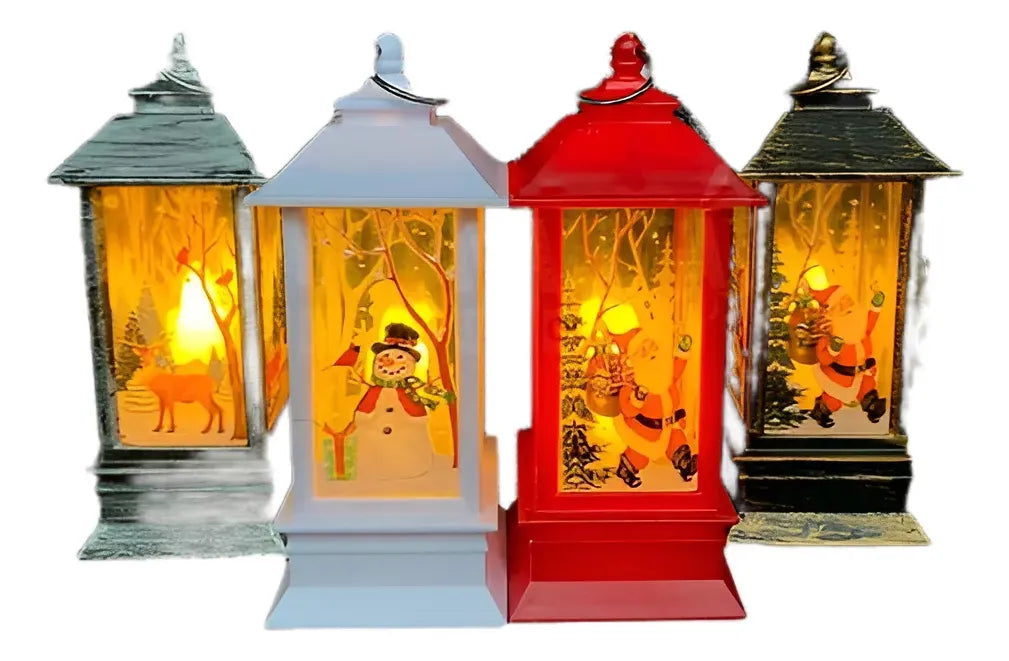 Farolito Navideño Luz Led Decoración Navidad Papa Noel Farol Cálido