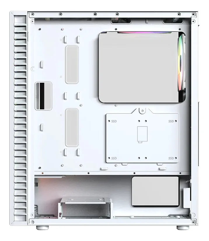 Chasis Gamer Xyz Airone 100 Glass Blanco X6 Fans Argb Vidrio