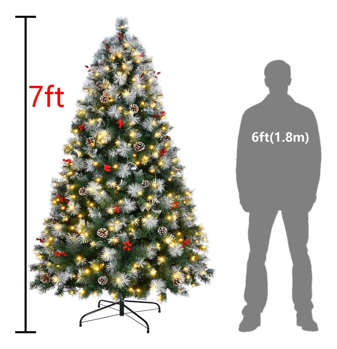 Arbol De Navidad Preiluminado De 7 Pies, Pino Artificial De