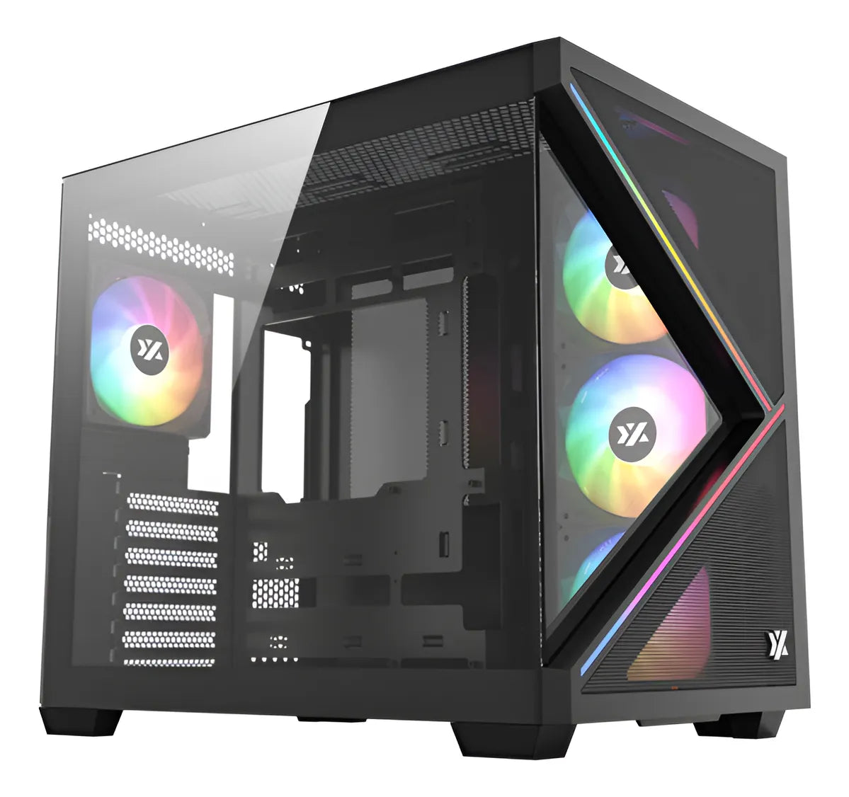 Chasis Gamer Xyz Qubex Black | Argb | Atx | 4 Fans | Type C Negro