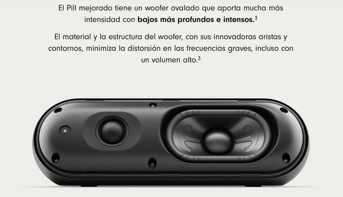 Parlante Bluetooth Beats Pill + Portátil Negro Mate 24 hrs de Autonomía Resistente al Agua Manos Libres