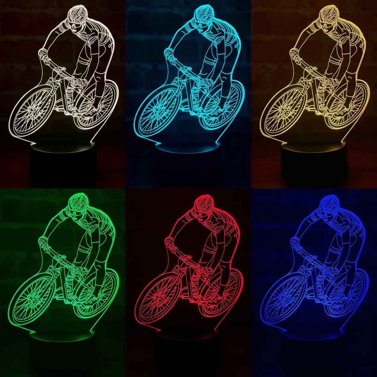 Lámpara Led Ciclista Bicicleta De Montaña Holograma Regalo Negra