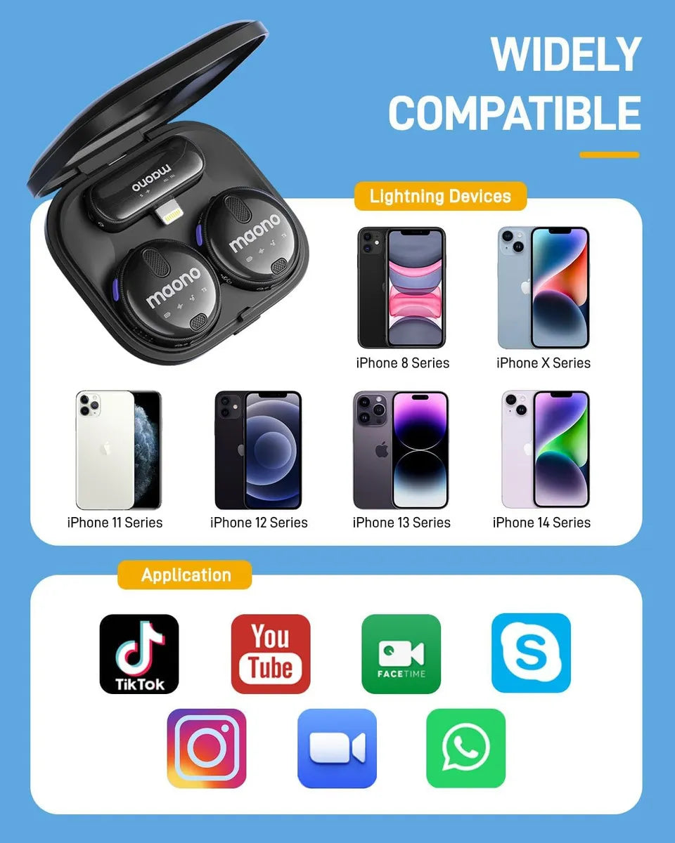 Micrófono Maono de doble solapa Wm620 Lightining para iPhone